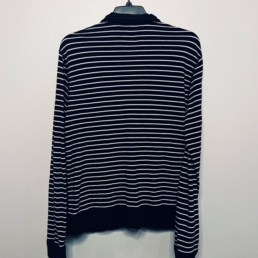 J. Crew Mens Large Navy and White Striped Cotton Full Zip Jacket Nautical Yacht - Picture 6 of 6